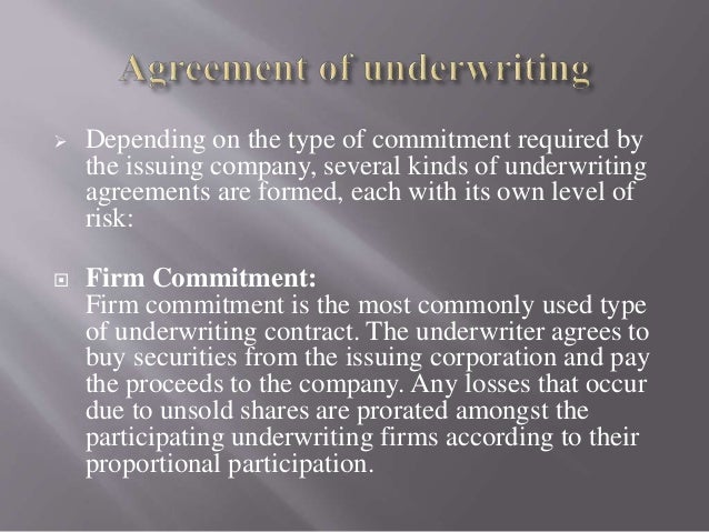 underwriting agreement example types of underwriting in insurance